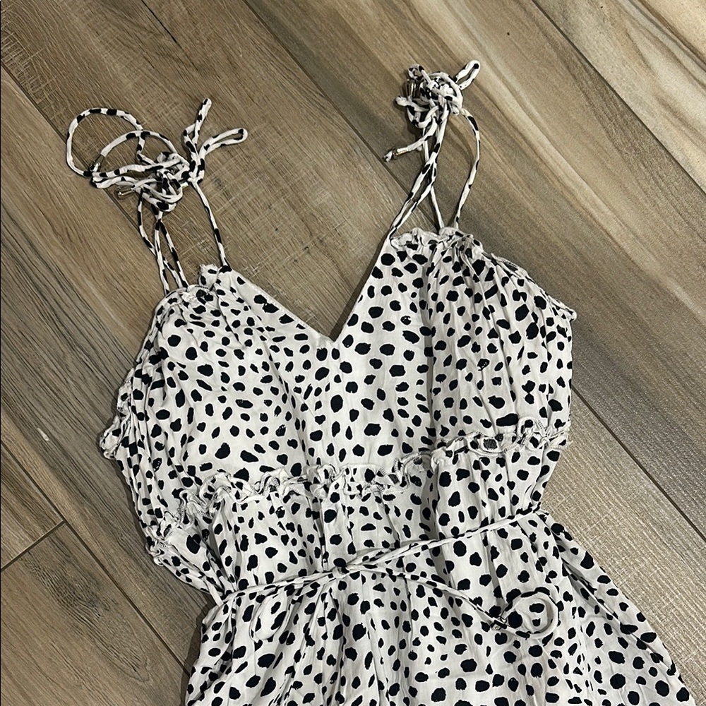 The Impeccable Pig White Dress with Black Spot Print - Picture 2 of 3